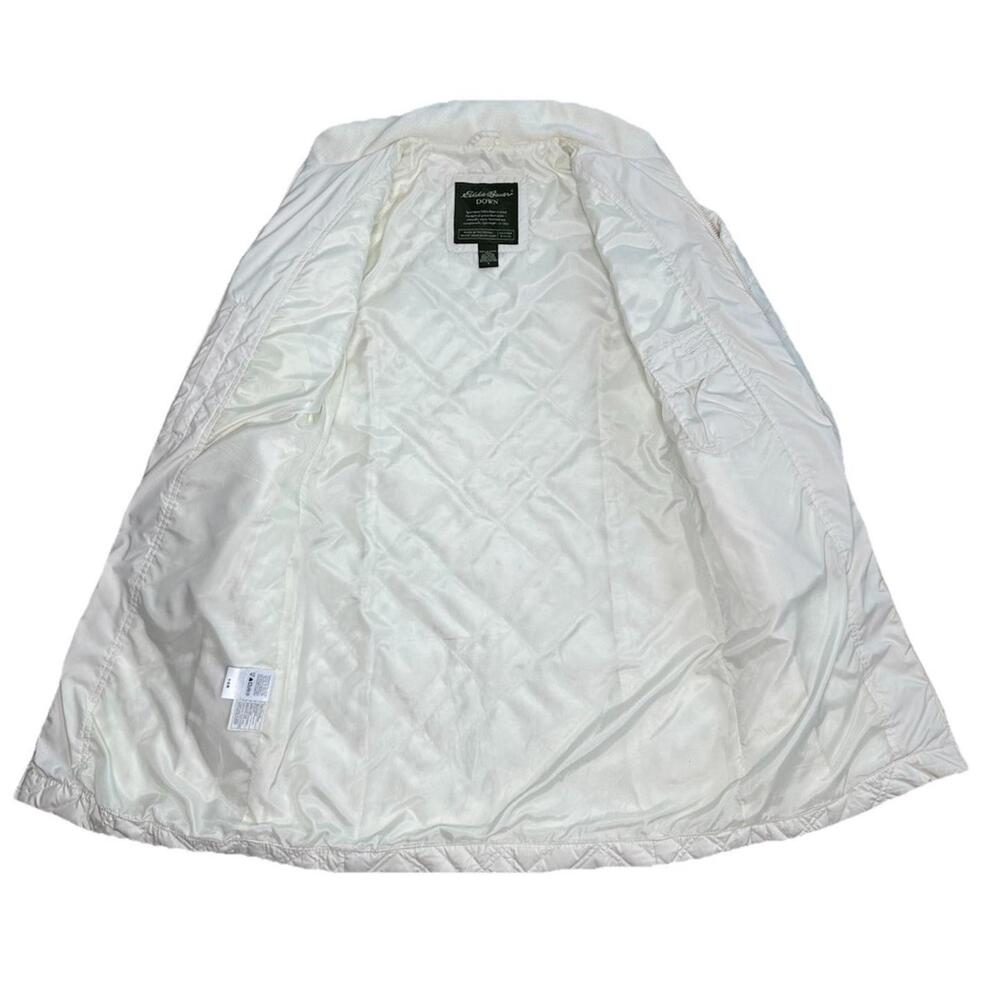 Eddie Bauer Down Quilted Coat Jacket Womens S Mid Length Zip Insulated White - Picture 2 of 8